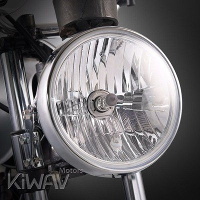7'' headlight lamp solid retro style chrome metal housing ECE fits Victory