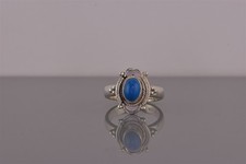 Sterling Silver Coiled Bead Blue Turquoise Southwestern Band Ring 925 Sz: 7