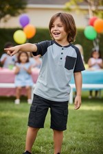 Levi s Boys 2PC Outfit Size 7 LGG Henley Tee Cargo Shorts NWT 46