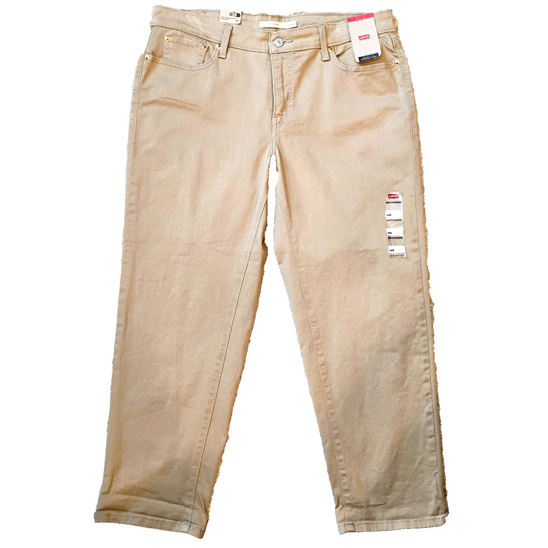 NWT 16W Levi's Boyfriend Plus Size Tan Denim Blue Jeans Stretch Ankle Length NEW
