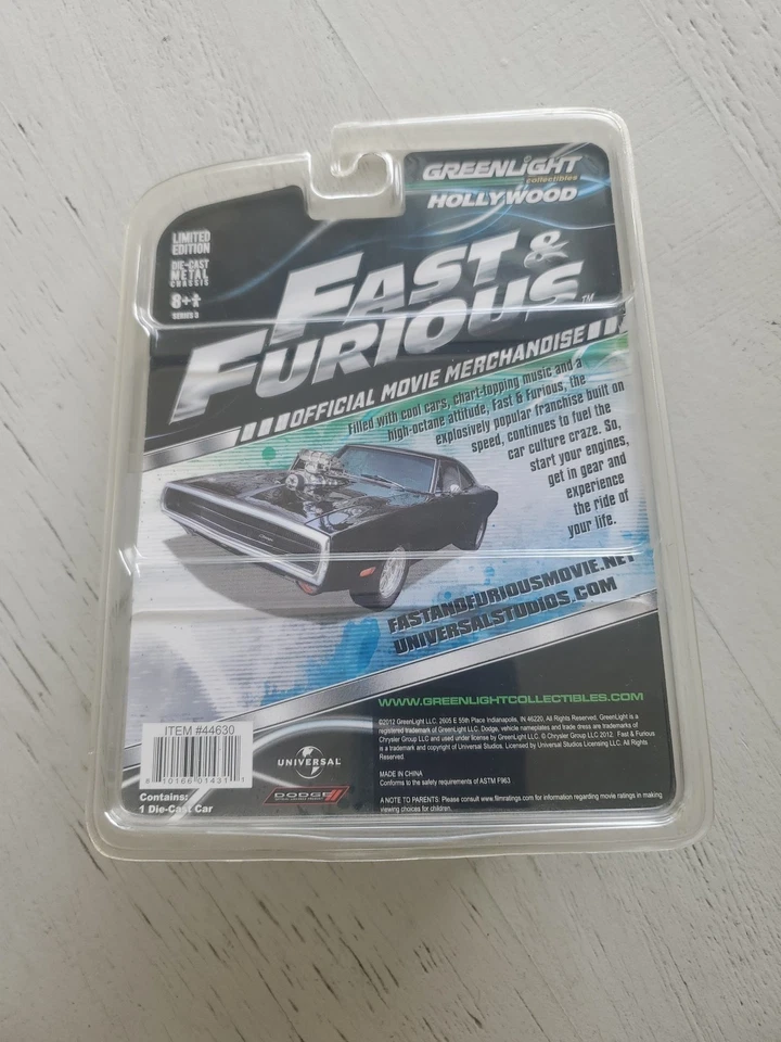 Greenlight Hollywood 1970 DOM'S DODGE CHARGER Black 1:64 - Image 2 of 3