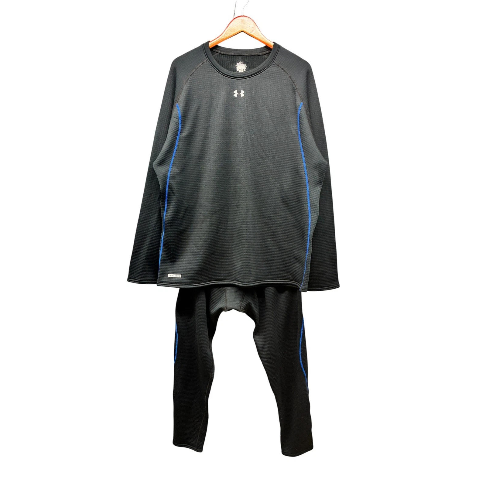 Under Armour Base 3.0 Mens Thermal Set Black Blue Top 3XL Bottom XXL Long Johns