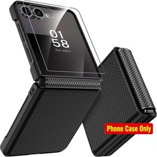 Galaxy Z Flip 7 Case with Screen Protector, Dustproof Shockproof Hard Cover Blac