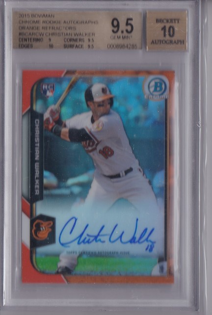 Christian Walker 2015 Bowman Chrome RC Orange Ref Autograph /25 BGS 9,5/10 Auto