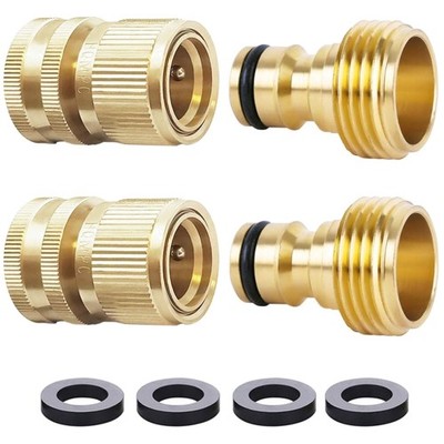 Durable 3/4'' GHT Brass Hose Fittings - Set of 4 Connectors