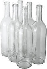 750Ml Clear Glass Wine Bottles W5 Bordeaux, 6-Bottle Pack Case - NO CORKS Flin