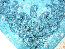 Classic Paisley Bandana in Blue Turquoise Color Head Wrap Scarf Hanky