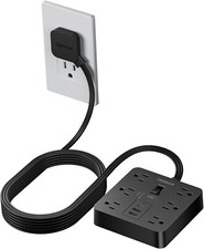 Power Strip with Surge Protection USB C 6 Outlet Thin Plug 5 FT Cord for Desktop