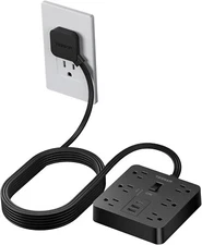 Power Strip with Surge Protection USB C 6 Outlet Thin Plug 5 FT Cord for Desktop