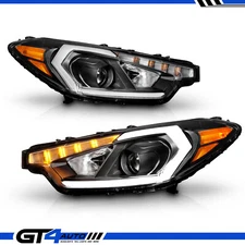 14-16 Kia Forte DRL LED Light Bar Projector Replacement Black Headlights Pair