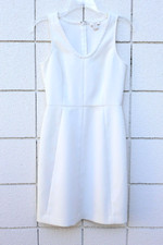 J. Crew Off white Sheath Bodycon Wedding Dress Stretch Sleeveless sz 0 XS zipper