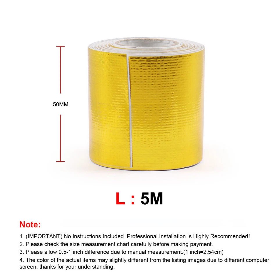 2"x15" Roll Self Adhesive Reflective Gold High Temperature Heat Shield Wrap Tape - Image 2 of 4