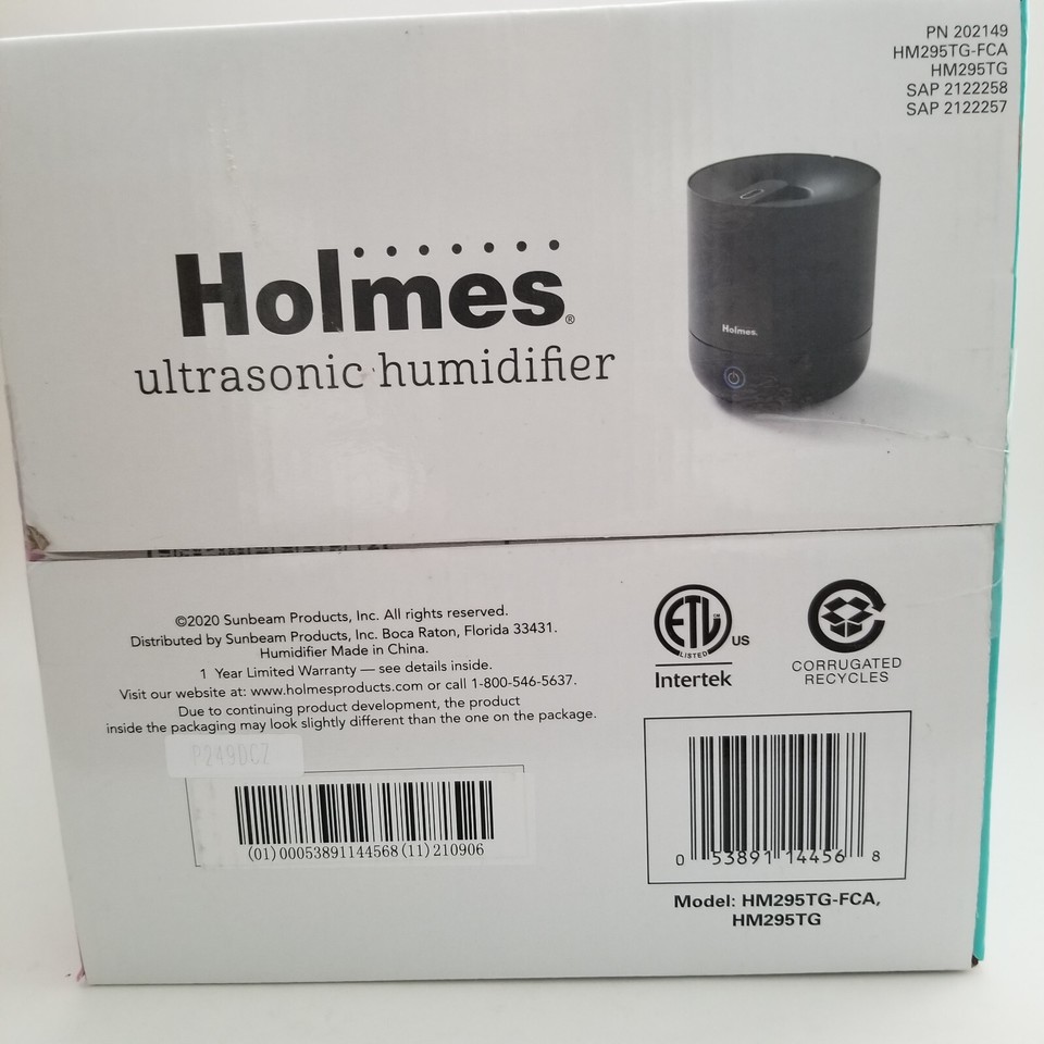 Holmes Ultrasonic Cool Mist Humidifier New Open 0.36 Gal Antimicrobial