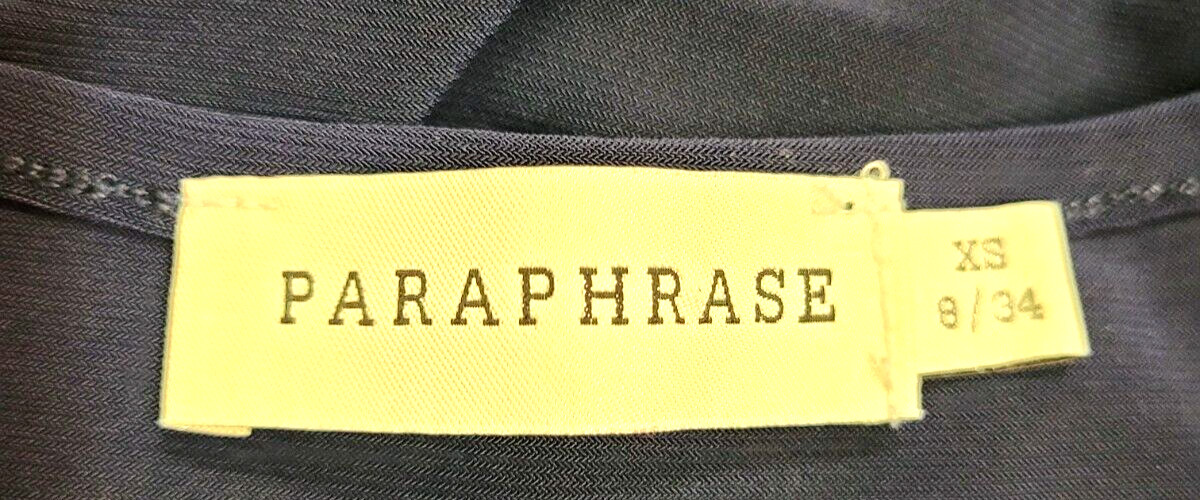 Paraphrase Top UK8 XS Navy Blue Round Neck Short Cap Sleeve Pre-Owned image 4