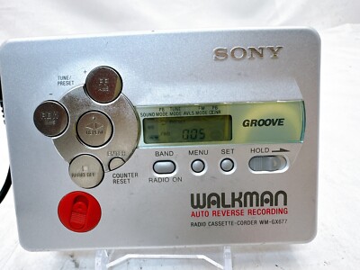 SONY Walkman WM-GX677 Silver Cassette Recording Player with