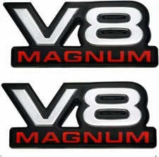 Pair Set For 94-01 V8 Magnum Door Fender Emblem 3D Badge Logo Stickers 1500 Van
