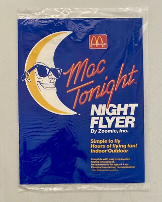 Vtg McDonalds 1988 Mac Tonight Night Flyer Plane Toy Advertising NEW Sealed