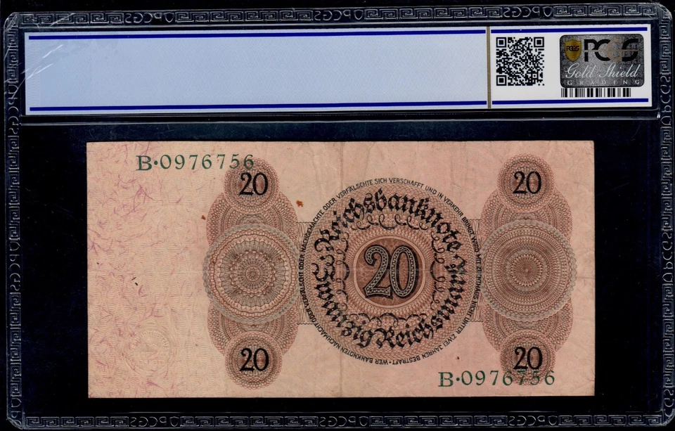 GERMANY  20 REICHSMARK 1924  PICK # 176  PCGS 25 VERY FINE. - Image 2 of 2