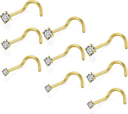 18g Nose Rings Studs 316L Surgical Steel Nose Studs Screw Nose Rings Studs Corks