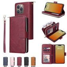 9 Cards Zipper Leather Flip Wallet Case Cover For iPhone 17 16E 15 14 13 12 11 7