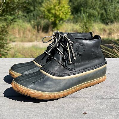 Sorel Out N About Black Leather Waterproof Duck Boots Womens Size 7.5 | eBay