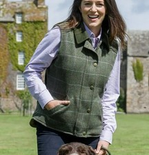 Hoggs Of Fife Green Albany Tweed Gilet Uk Size 12 Lambswools Tweed Waistcoat