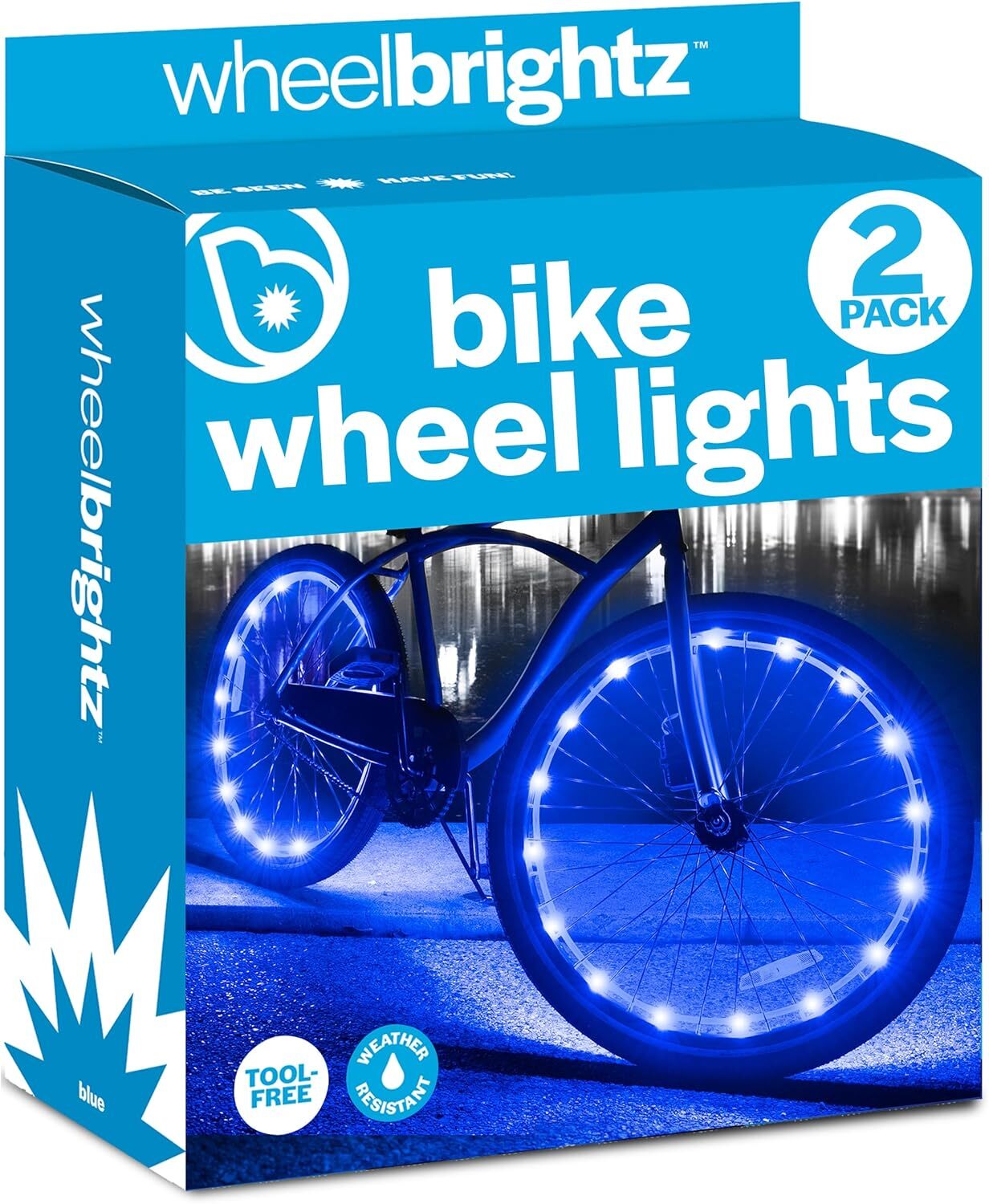 Blue WheelBrightz Bike Light Set - 2-Pack LED Bicycle Lights for Adults & Electric Bikes