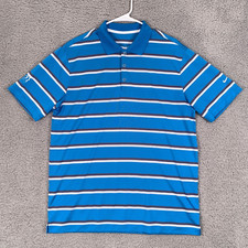 Nike Dri-FIT Tour Performance Men s Golf Polo Blue Striped Large L Short Sleeve