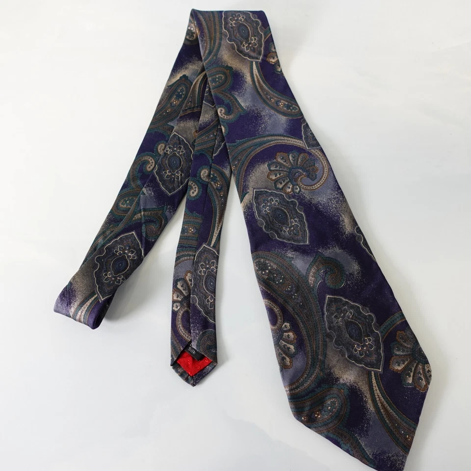 SAVILE ROW Corbata Cuello Para Hombres Paisley Seda Diseñador Traje Vestido de Fiesta Azul Vivo Oscuro Foto 3 de 4