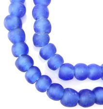 Amazing Blue Handmade Krobo recycled Glass African trade Beads-Ghana