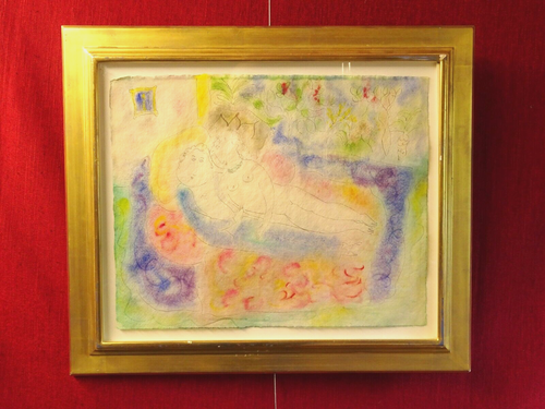 Original Dora Holzhandler Benidorm 1992 lovers framed watercolour painting gift - Picture 1 of 4
