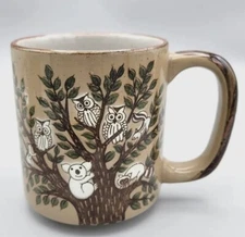 Vintage Otagiri "Animals In A Tree" Mug Owl Squirrel Raccoon Koala Bear  Japan