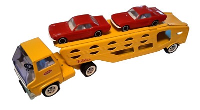 Tonka Auto Carrier ミニカー2台付き 　昭和レア Vintage 1970's Tonka Car Carrier Hauler w/ 2 Cars Pressed