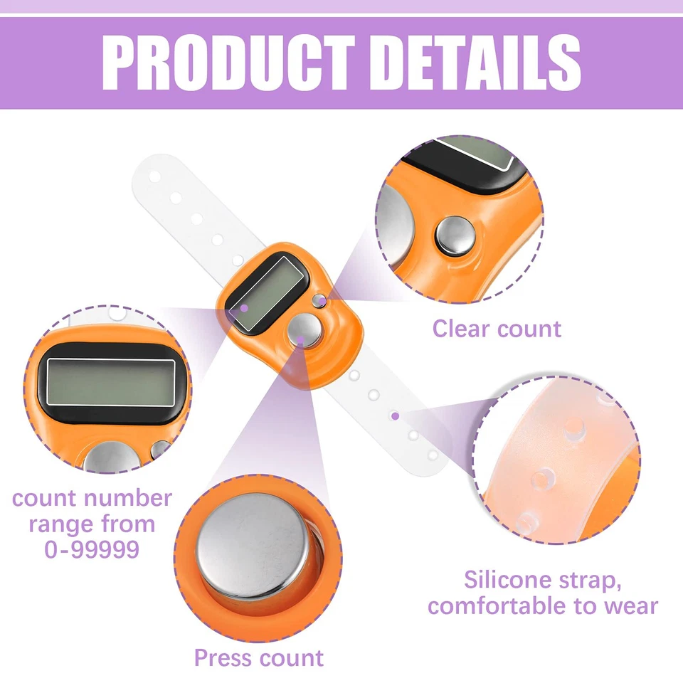 4 Piezas Contadores Marcador de Puntada LCD Dedo Digital con Tejido Fila Crochet Foto 2 de 4