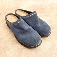 Sporto Womens Size 6 Blue Leather Slip On Loafer Comfort Clog Mules