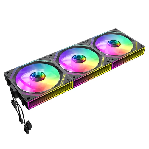 GameMax 3 Pack 120mm Infinity PC Linked Cooling Fan Set ARGB LED 4-Pin PWM Black