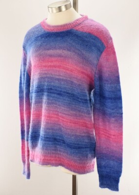NN07 Purple Stripe BRADY Alpaca Mohair Blend Pullover Sweater LARGE Italy NWT
