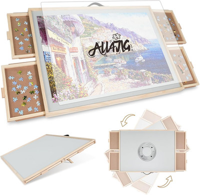 2000 Pieces 2-In-1 Tilting & Rotating Puzzle Board for Adults Gifts, Wooden Jigs