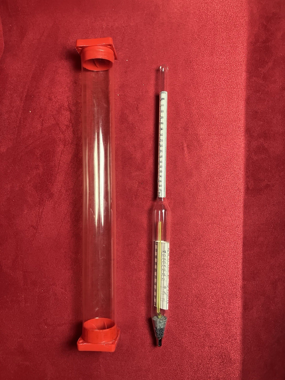 Vintage Alcohol Tester Hydrometer Alcohol Meter w/ Plastic Tube Case