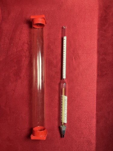 Vintage Alcohol Tester Hydrometer Alcohol Meter w/ Plastic Tube Case