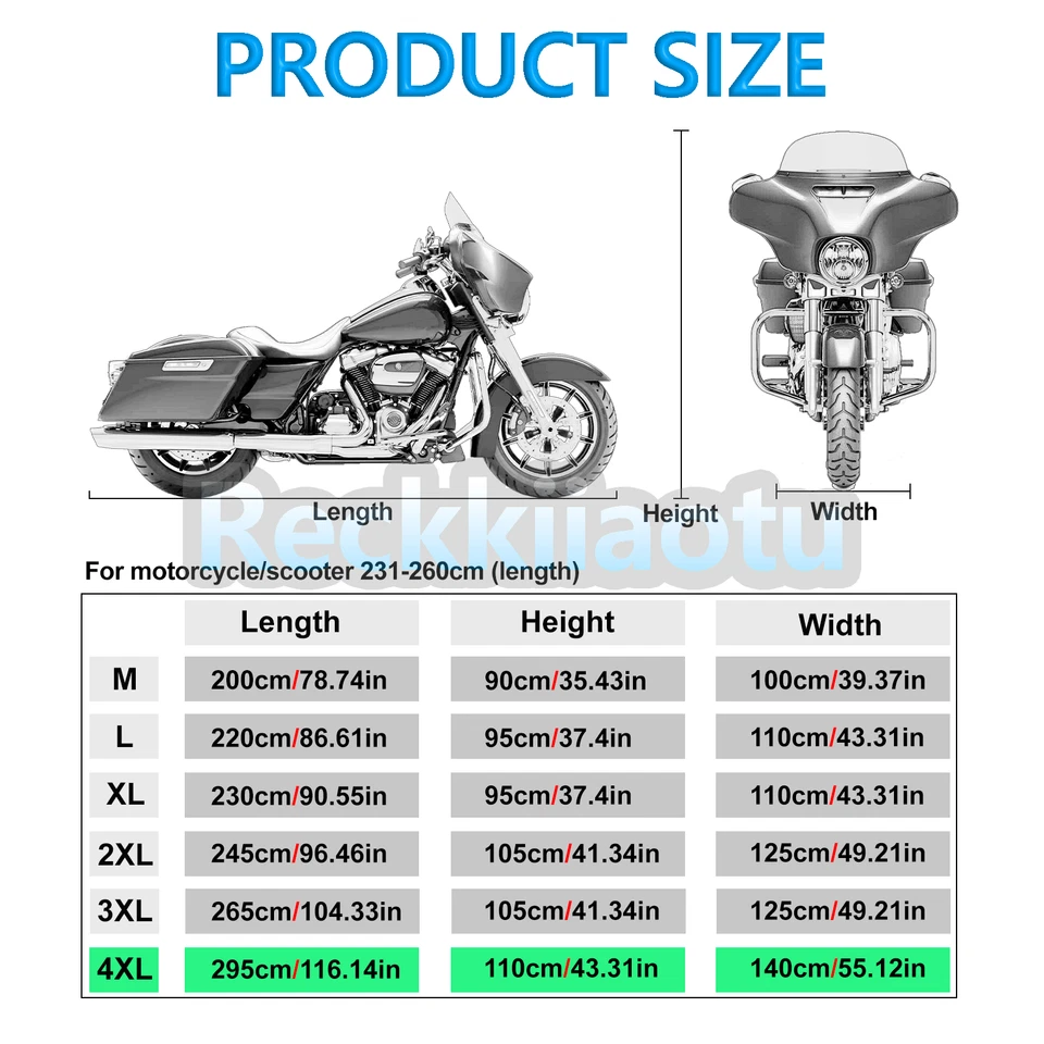 Cubierta impermeable para motocicleta 4XL para Harley Davidson Street Electra Glide Touring Foto 3 de 4
