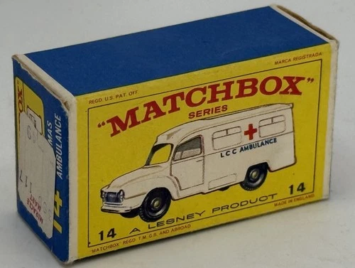 Matchbox Lesney Original BOX ONLY No. 14  Lomas Ambulance Free Shipping