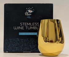 Chic & Tonic Gold Stemless Wine Tumblers Stainless Steel, 18 oz, New - Open Box