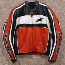 Alpinestars Leather Motorcycle Jacket Red Bla...