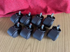 8x Recovered Castors (Casters - US) 50mm Double Wheel from Office Desk Chairs