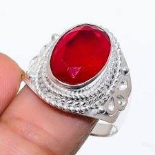 Red Garnet Gemstone Handmade 925 Sterling Silver All Size Ring For Gift