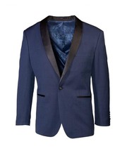 Men's Slim Fit Indigo Blue with Black Shawl Lapel Tuxedo Jacket
