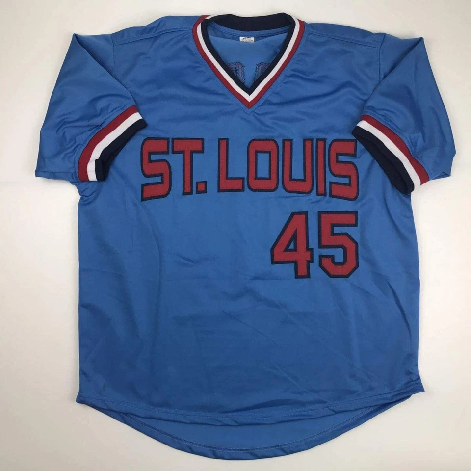Autographed/Signed BOB GIBSON St. Louis Blue Baseball Jersey JSA COA Auto - Image 4 of 4