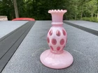 Vintage Fenton Cranberry Opalescent Coin Dot Candle Holder