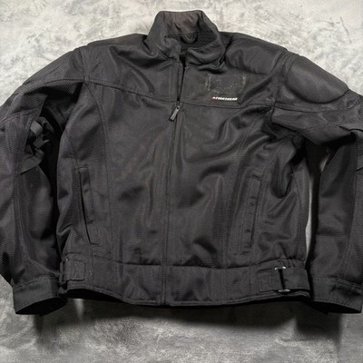 Vintage Firstgear Moto Sports Riding Jacket Mens Large Black Full Zip Motorcycle